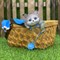 Кашпо плетеное с котом синее - фото 5477